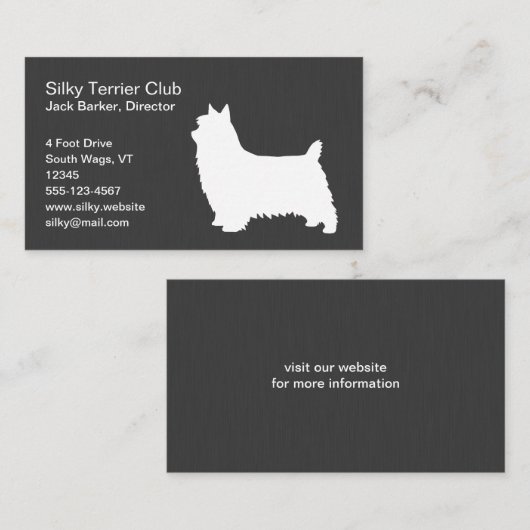 Carte De Visite Silky Terrier Silhouette (Devant / Derrière)