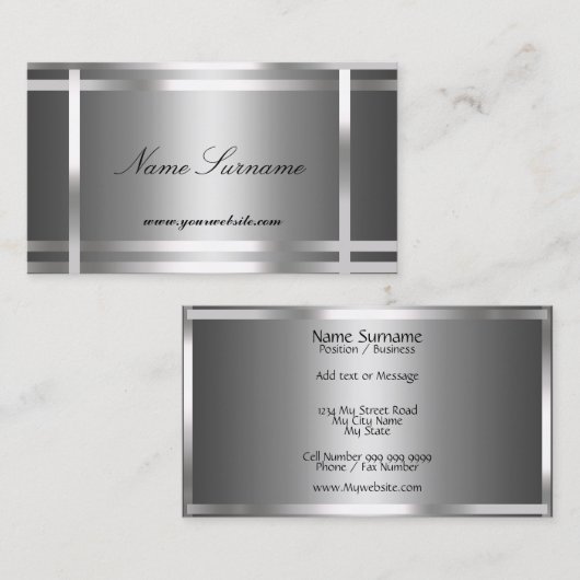 Carte de visite Silver Abstrait (Devant / Derrière)