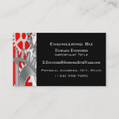 Carte De Visite Silver and Red Engineering Gears (Dos)