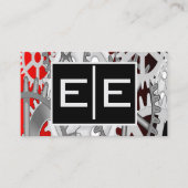 Carte De Visite Silver and Red Engineering Gears (Devant)