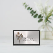 Carte De Visite Silver & Black Floral Event Planner Business Card (Debout devant)