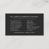 Carte De Visite Silver Black Hammer Saw Carpentry Carpenter (Dos)