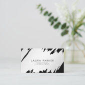 Carte De Visite Silver Blanc Moderne Splatter Professionnel Élégan (Debout devant)