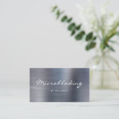 Carte De Visite Silver Brushed Metal Script Microblading (Debout devant)