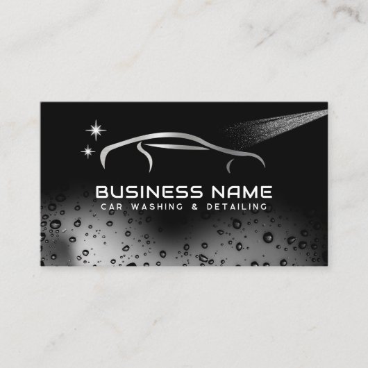 Carte De Visite Silver Car Wash Automotive Cleaning Auto Détail (Devant)