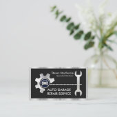 Carte De Visite Silver Chain-Wheel Sprocket Spanner Auto Repairs (Debout devant)