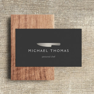 Carte De Visite Silver Chef Couteau Logo 2 pour Restauration, Rest