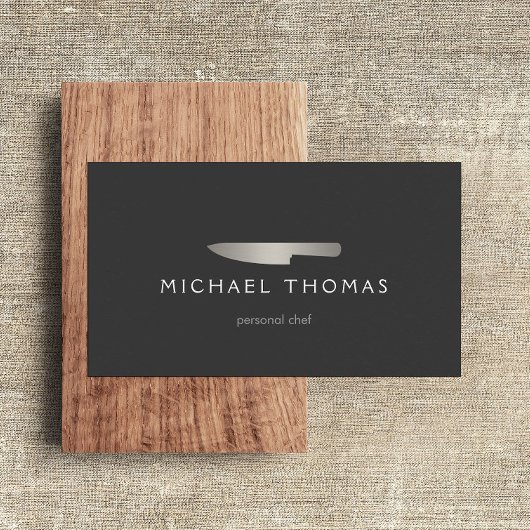 Carte De Visite Silver Chef Couteau Logo 2 pour Restauration, Rest