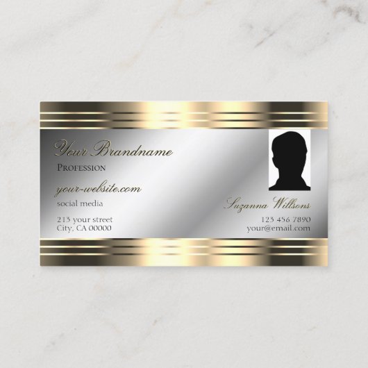 Carte De Visite Silver Classy Gold brillant Diamonds Monogramme Ph (Dos)