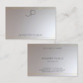 Carte De Visite Silver d'or monogramme moderne branché (Devant / Derrière)