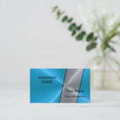 Carte De Visite Silver et Blue Luxury Metallic (Debout devant)
