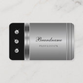 Carte De Visite Silver et noir tendance avec strass scintillants (Devant)