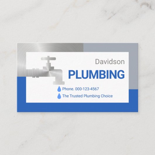 Carte De Visite Silver Faucet Dripping Water Droplets (Devant)