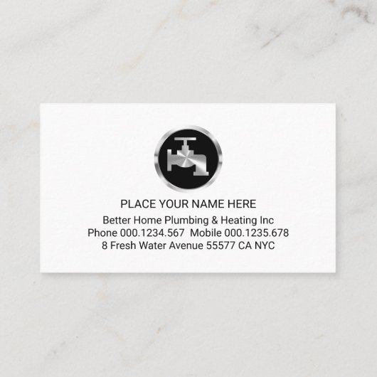 Carte De Visite Silver Faucet On Bright Blue Wave (Dos)