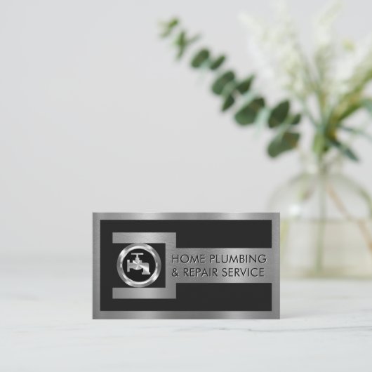 Carte De Visite Silver Faucet On Pipe Wrench Frame (Debout devant)