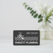 Carte De Visite Silver Faucet On Rising Water Waves (Debout devant)