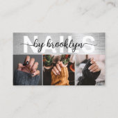 Carte De Visite Silver Foil Typographie Artiste à ongles (Devant)