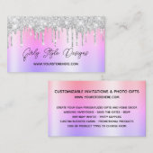 Carte De Visite Silver Glitter Drips Multi Ombre Online Store (Devant / Derrière)