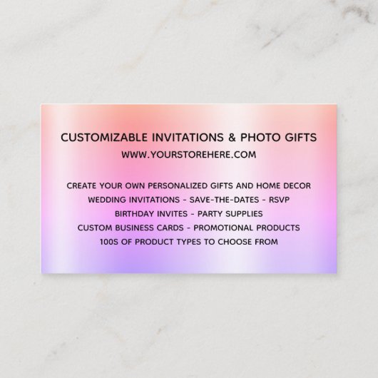 Carte De Visite Silver Glitter Drips Multi Ombre Online Store (Dos)