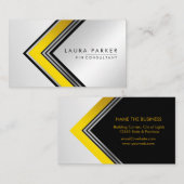 Carte De Visite Silver Gold Géométrique Finance moderne Noir (Devant / Derrière)