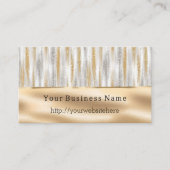 Carte De Visite Silver Gold Glitzy Stripes Business name website (Devant)