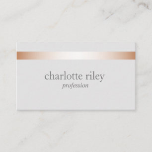 Carte De Visite Silver Gray   Moderne Rose Or rayé élégant