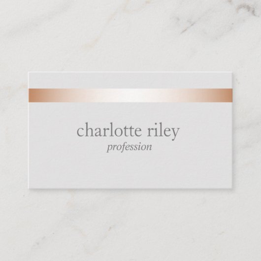Carte De Visite Silver Gray | Moderne Rose Or rayé élégant (Devant)