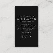 Carte De Visite Silver Grey & Black Personal Trainer Médias sociau (Dos)