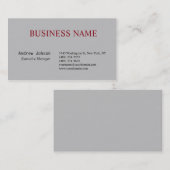 Carte De Visite Silver Grey Élégant Classique Simple (Devant / Derrière)