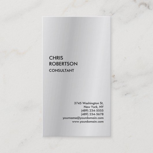 Carte De Visite Silver Grey exclusif Moderne Unique (Devant)