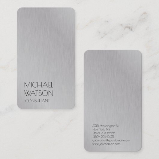 Carte De Visite Silver Grey Simple Plain Consultant tendance (Devant / Derrière)