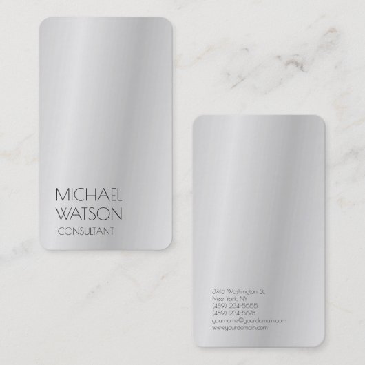 Carte De Visite Silver Grey Simple Plain Professionnel tendance (Devant / Derrière)