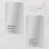 Carte De Visite Silver Grey Simple Plain Professionnel tendance (Devant / Derrière)