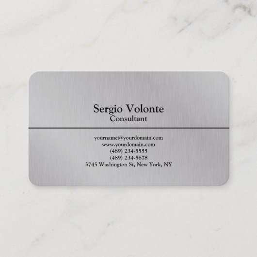 Carte De Visite Silver Grey tendance Plain élégant Simple (Devant)