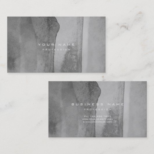 Carte De Visite Silver Grungy Monochrom ciment Mur gris minimalist (Devant / Derrière)