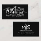 Carte De Visite Silver Handyman Tools On Rooftop (Devant / Derrière)