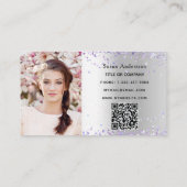 Carte De Visite Silver lavande photo QR code salon de beauté (Dos)