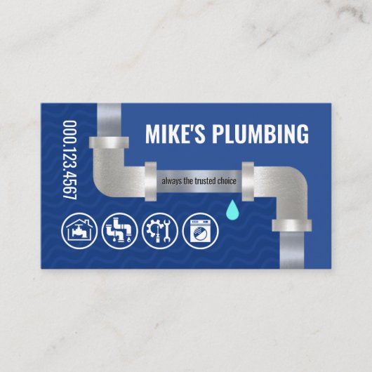 Carte De Visite Silver Leaking Water Pipe Plumbing (Devant)