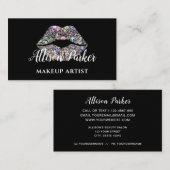Carte De Visite Silver MAKEUP ARTIST Logo Kiss Nom (Devant / Derrière)