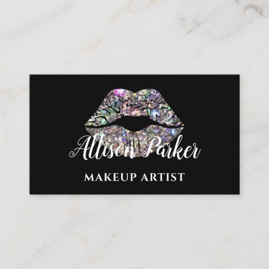 Carte De Visite Silver MAKEUP ARTIST Logo Kiss Nom (Devant)