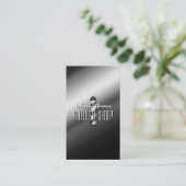 Carte De Visite Silver metal barber pole barbershop (Debout devant)