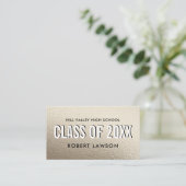 Carte De Visite Silver Metallic Class Graduation Nom Icône sociale (Debout devant)