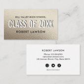 Carte De Visite Silver Metallic Class Graduation Nom Icône sociale (Devant / Derrière)