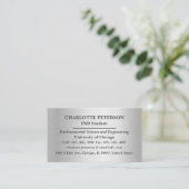 Carte De Visite Silver Metallic PhD - Étudiant diplômé (Debout devant)