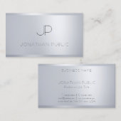 Carte De Visite Silver Modèle moderne Monogramme Professionnel (Devant / Derrière)