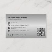 Carte De Visite Silver modern custom logo QR code (Dos)