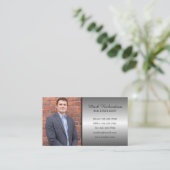 Carte De Visite Silver Modern Real Estate Agent Simple Photo Logo (Debout devant)