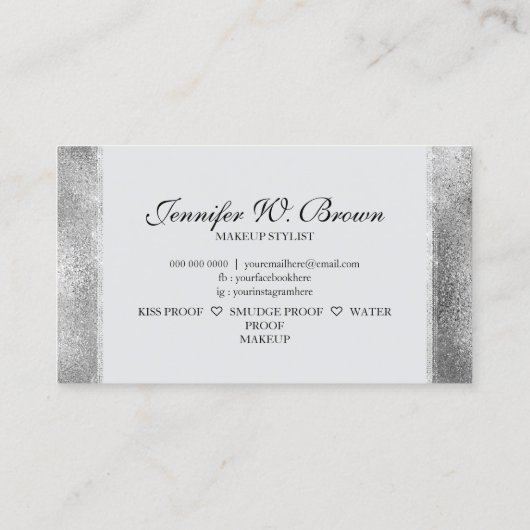 Carte De Visite Silver Moderne Lèvres de maquillage élégant luxe (Dos)