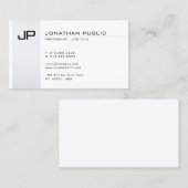 Carte De Visite Silver Moderne Nettoyer Élégant Monogramme Minimal (Devant / Derrière)