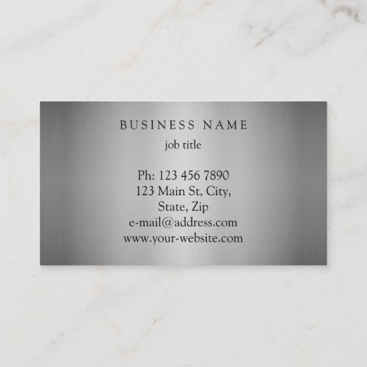 Carte De Visite Silver moderne Silver Minimal Silk Metallic Blanc (Dos)